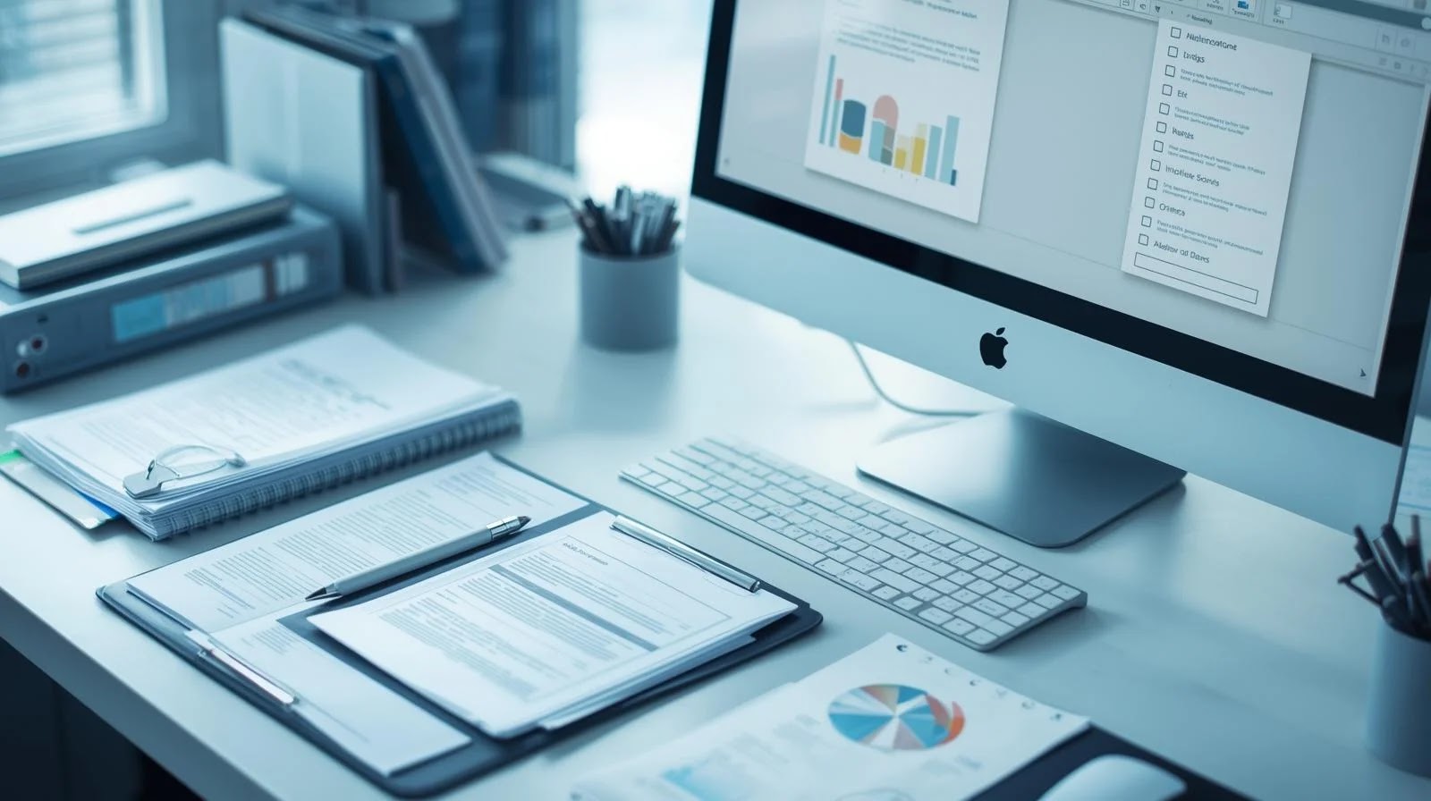 Regulatory affairs office reviewing dossiers